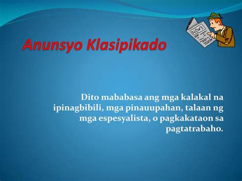 Anunsyo klasipikado meaning in English with examples .